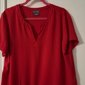 Van Huesen Woman’s Red Blouse w/lace trimmed